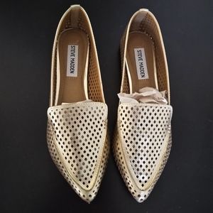 Steve Madden Feather Gold Vegan Leather Loafers